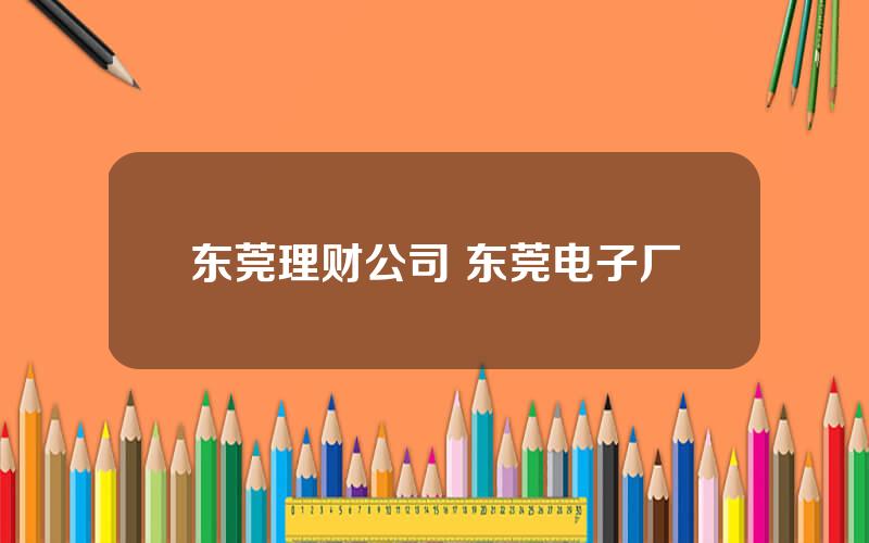 东莞理财公司 东莞电子厂